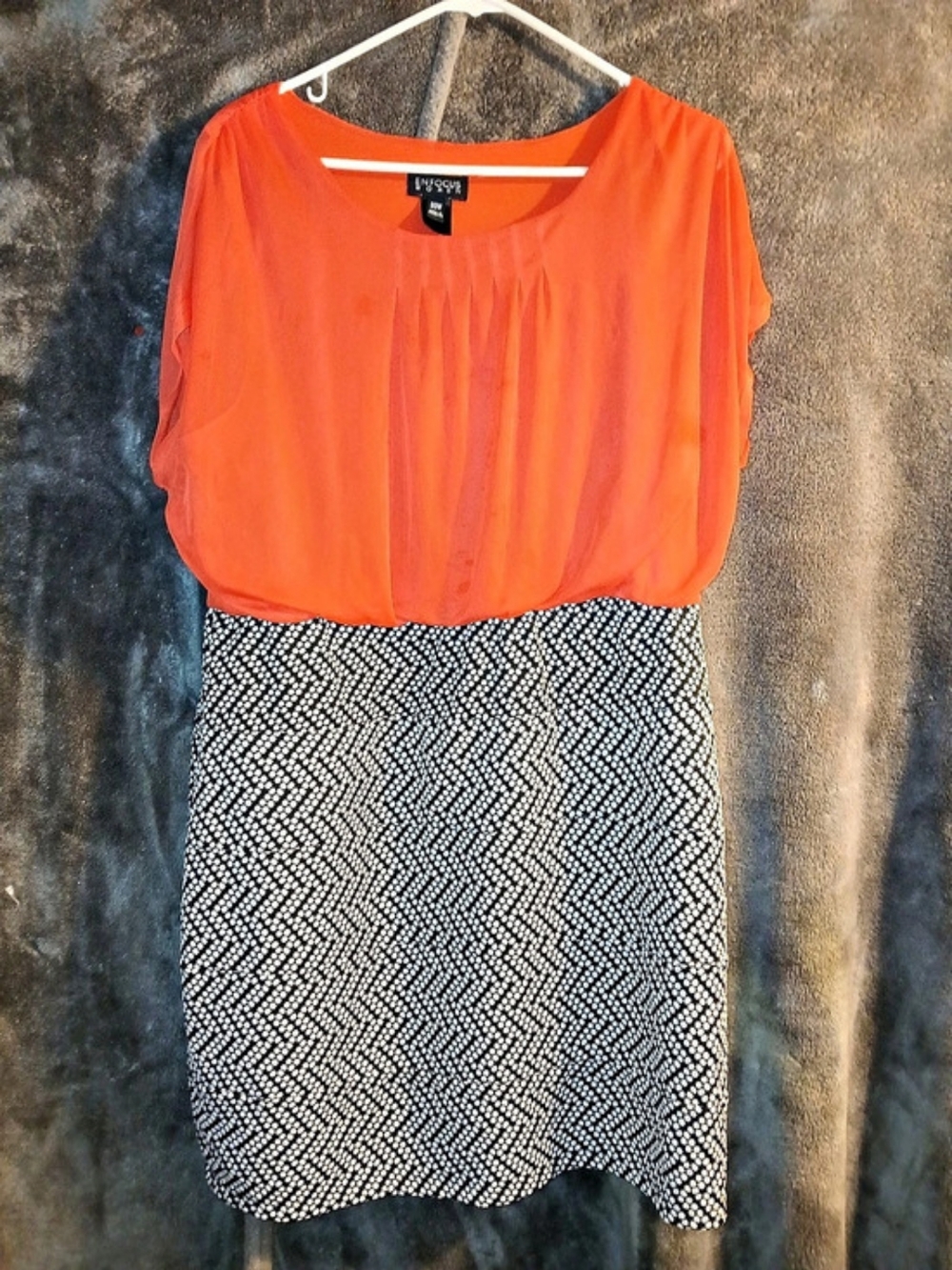 Orange & Black Geometric Mini Dress Like New